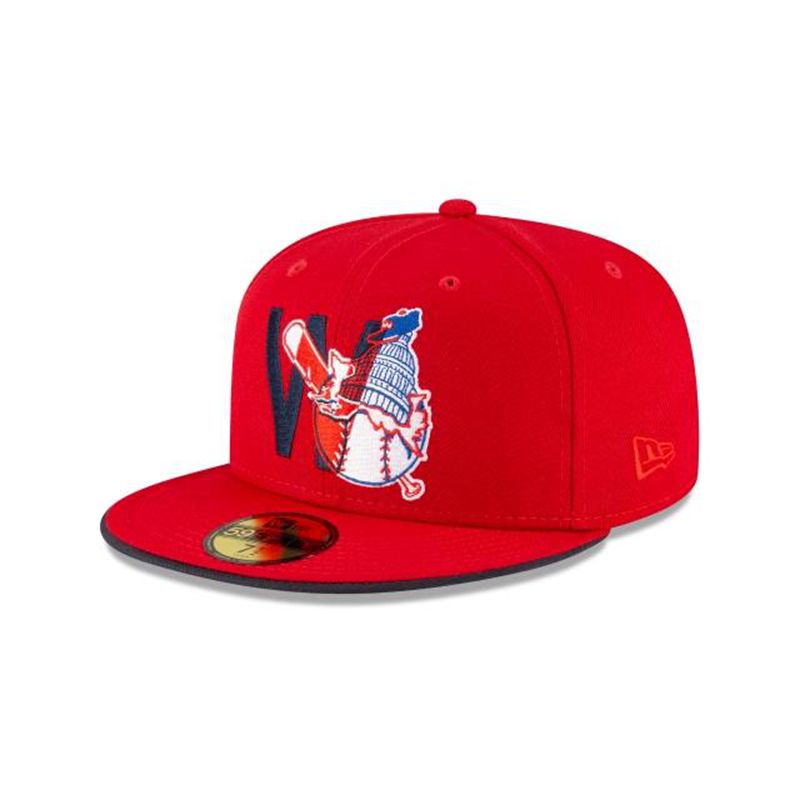 MLB Washington Nationals Double Logo 59Fifty Fitted (LAI3429) - Red New Era Caps